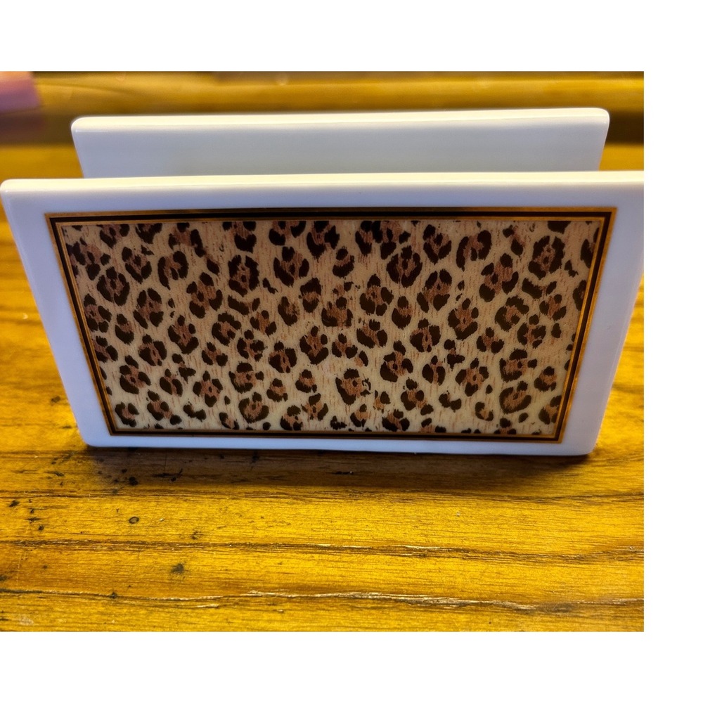 Lynn Chase Amazonian Jaguar Letter Rack Holder VTG Tan Porcelain 24K Gold trim
